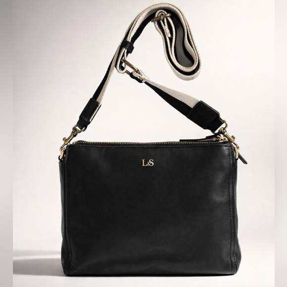 Lo & Sons Handbags - Lo&Sons Pearl Black Nappa Leather Crossbody Organizer, gold, replacement strap